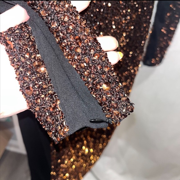 TOM FORD vintage black copper sequin ombré beaded mesh midi dress IT42 US6 NWT - Picture 8 of 15